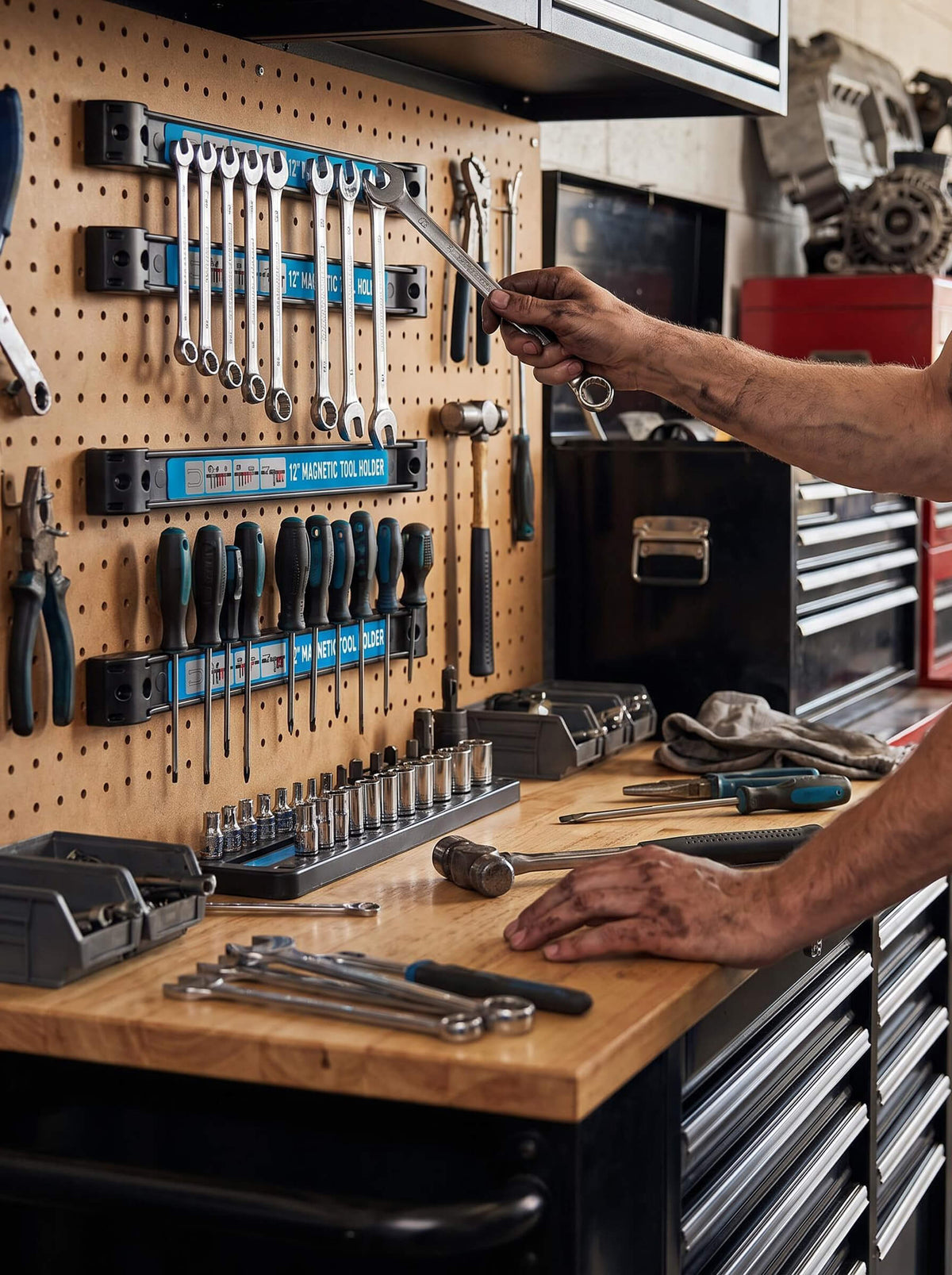 Magnetic Tool Holder Bar for Organized Workstations
