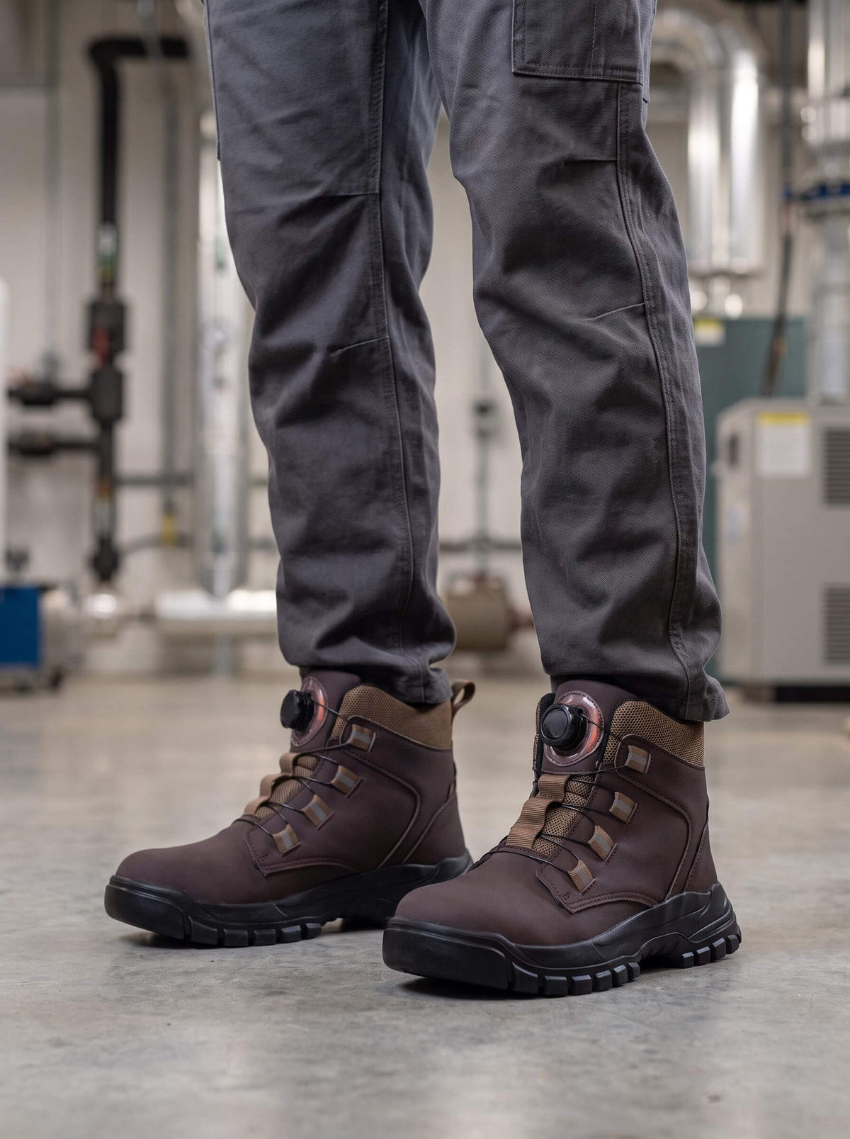 Rotating-Button Steel-Toe Anti-Puncture Work Shoes
