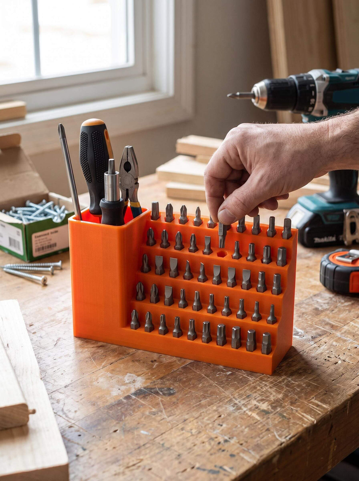 50-Hole 1/4-Inch Hex Bit Organizer Station