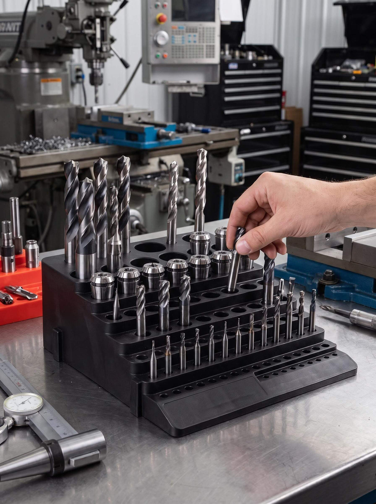 84-Hole Machining Tool Organizer Rack