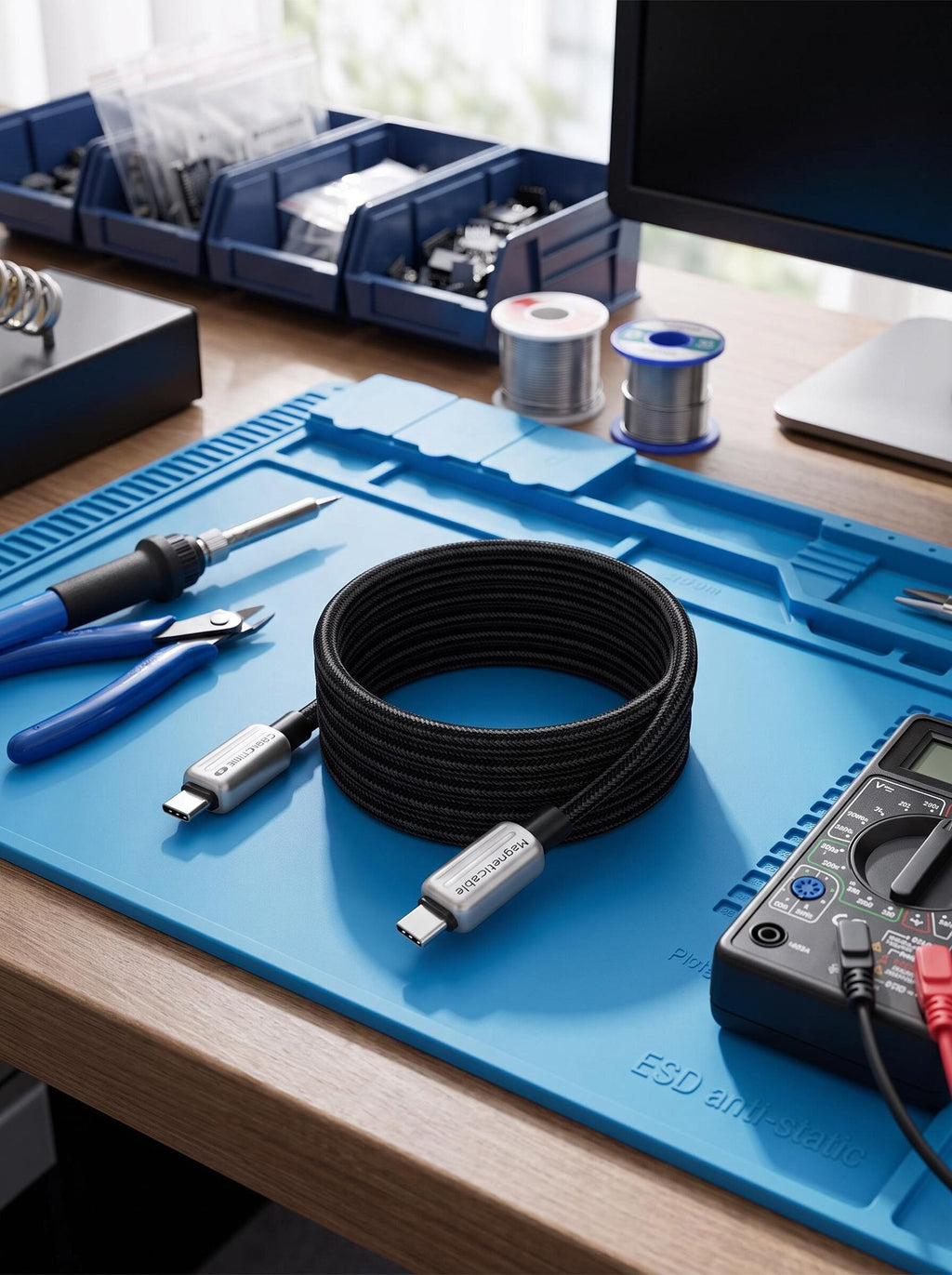 240W Magnetic Self-Coiling USB-C Work Cable