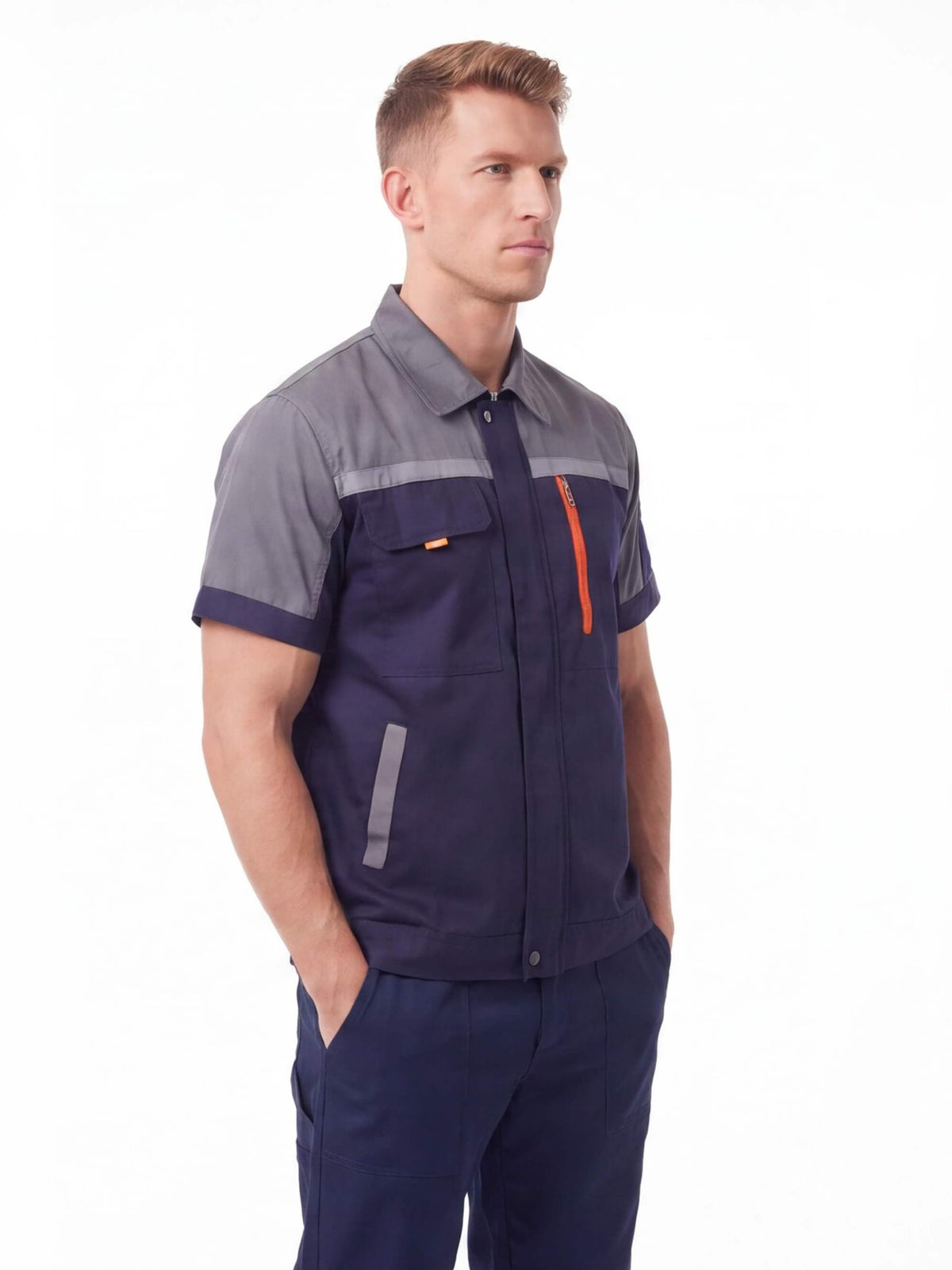 Short-Sleeve Multi-Pocket Mechanic Work Shirt