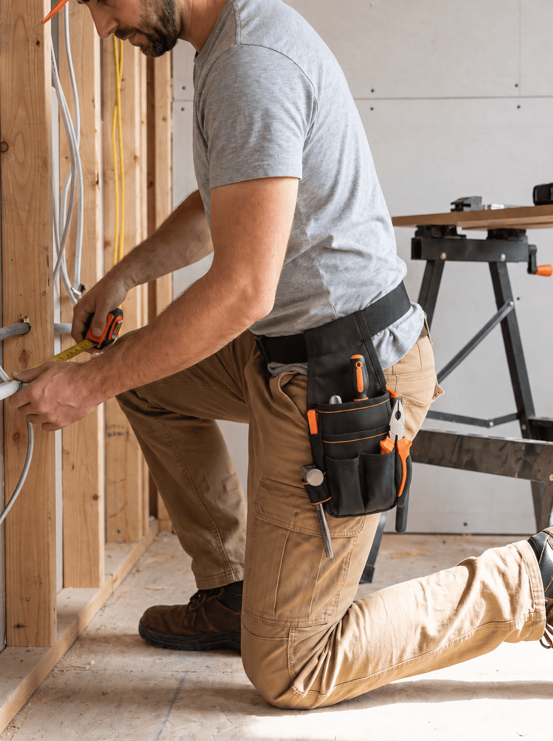 15-Pocket Electrician Tool Pouch with Adjustable Belt