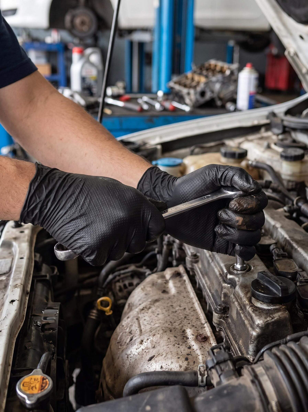 8 Mil Diamond Grip Nitrile Mechanic Gloves