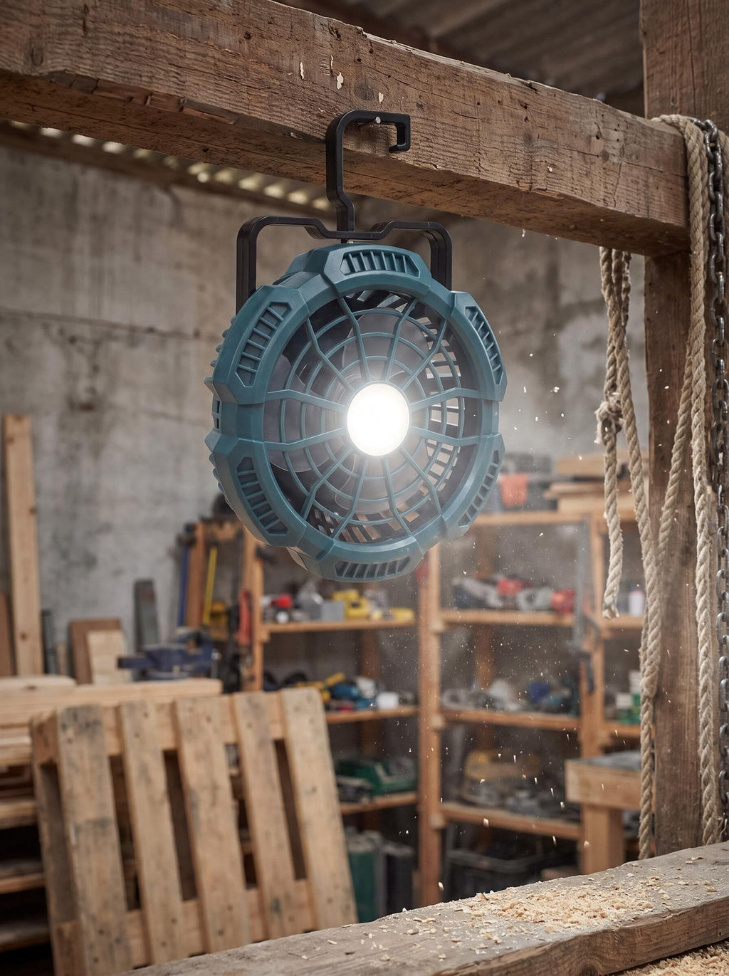 Makita-Compatible Cordless Jobsite Fan with 9W LED Light