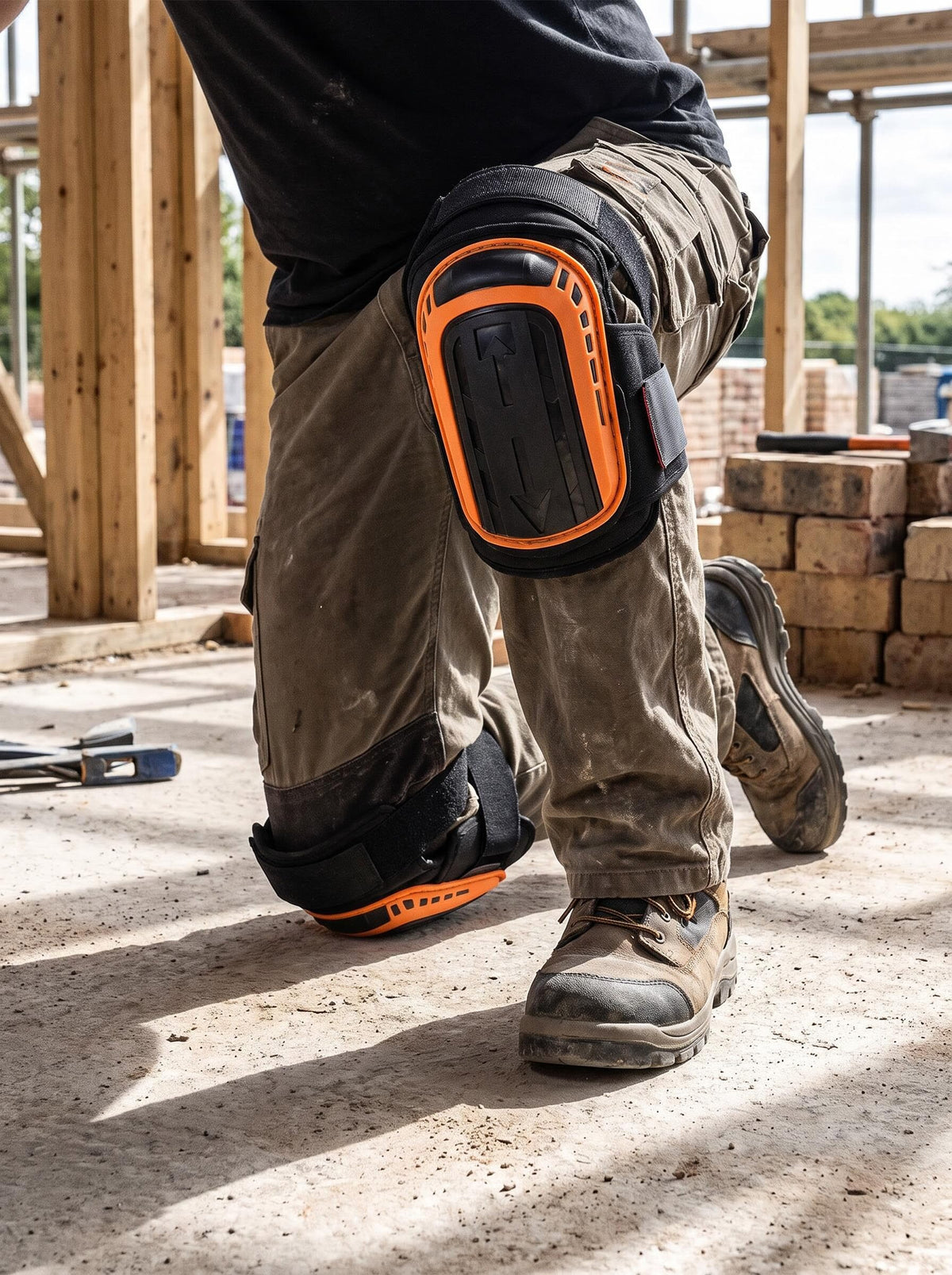Heavy-Duty Hard-Shell Work Knee Pads with Anti-Slip Straps