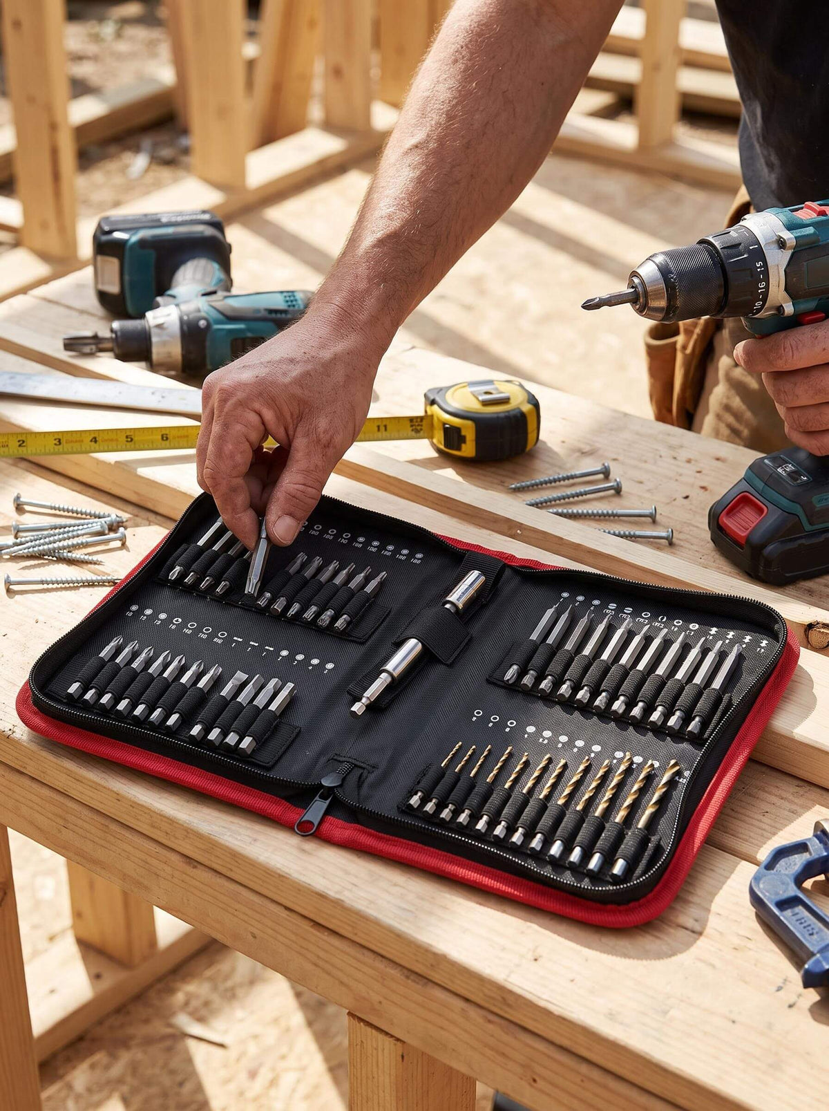Portable Drill Bit Organizer Roll – 24, 30 or 55 Slots
