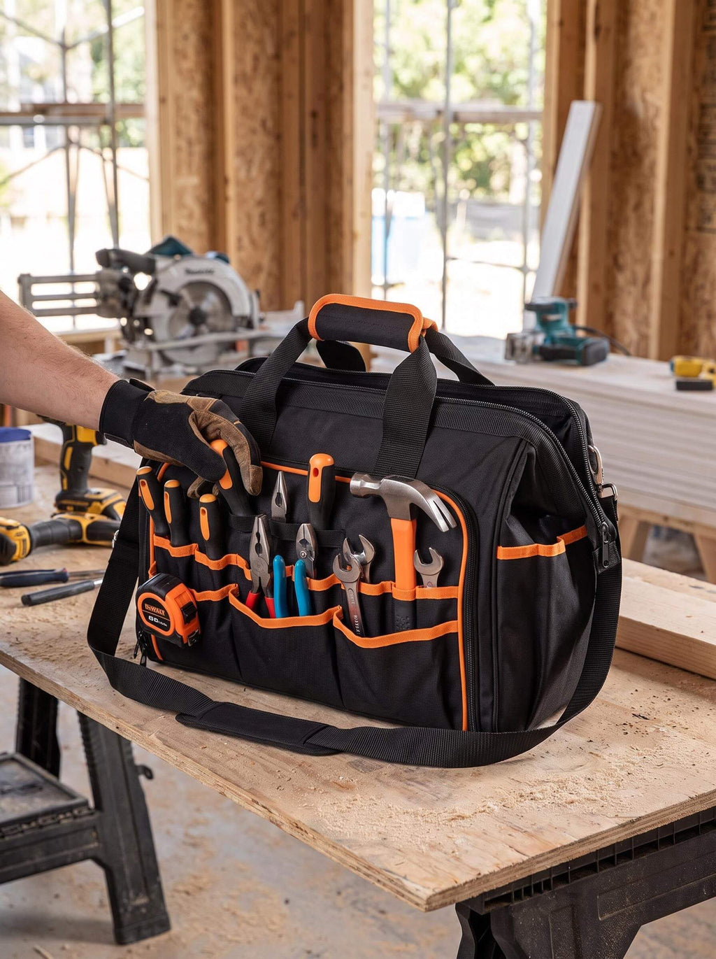 35L Electrician Tool Tote with Rigid Waterproof Base