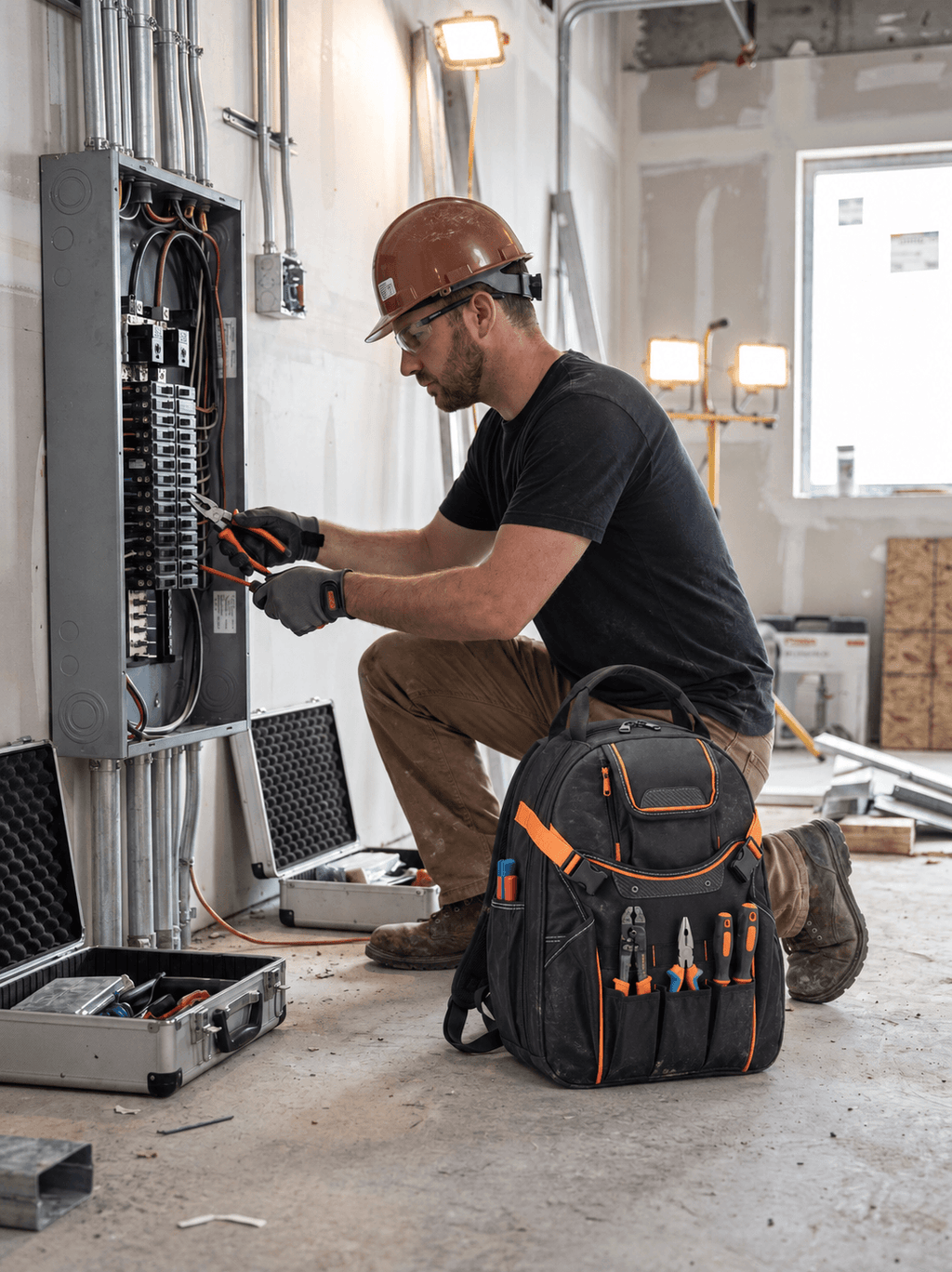 Multi-Pocket Electrician Tool Backpack with Laptop Storage