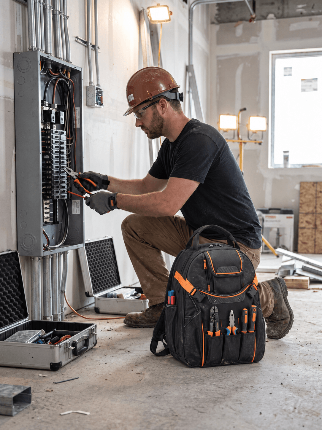 Multi-Pocket Electrician Tool Backpack with Laptop Storage