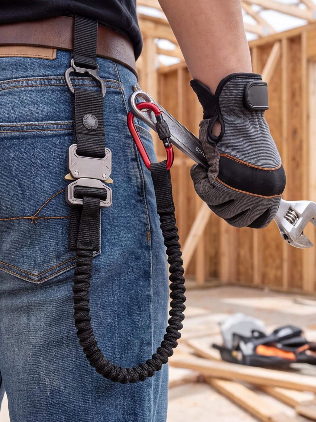 Elastic Quick-Release Tool Lanyard with Carabiner