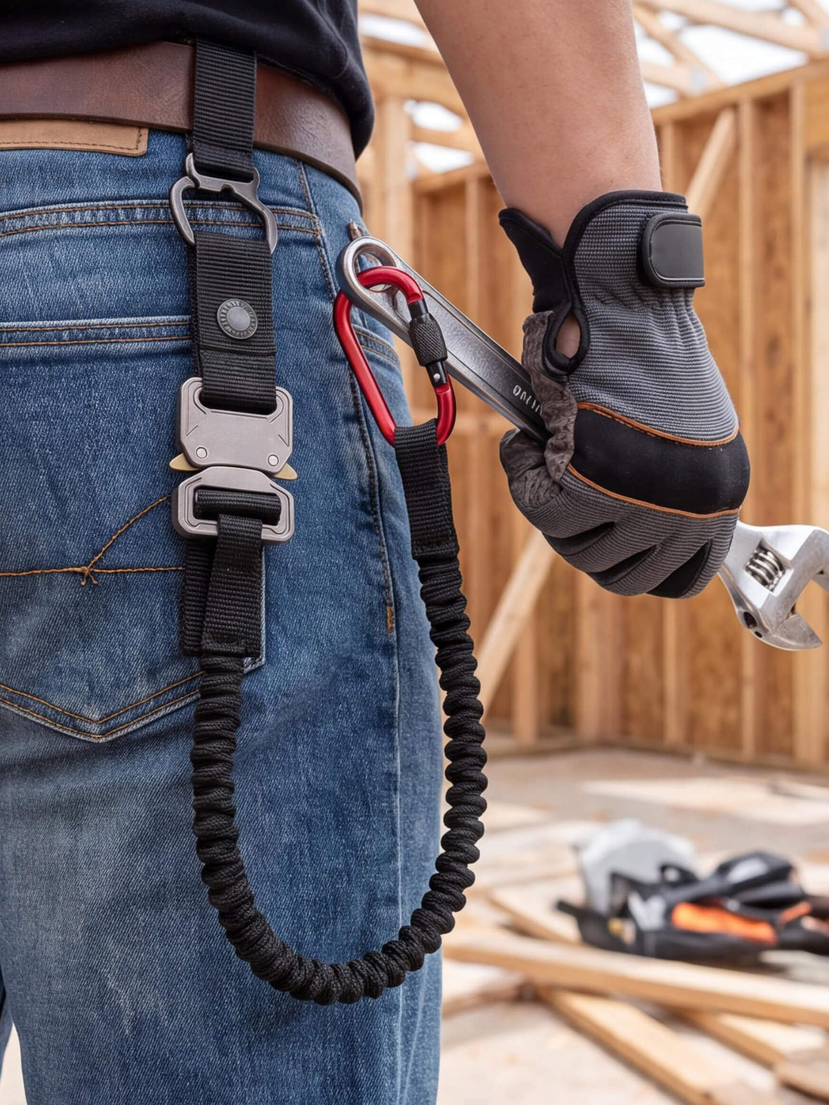 Elastic Quick-Release Tool Lanyard with Carabiner