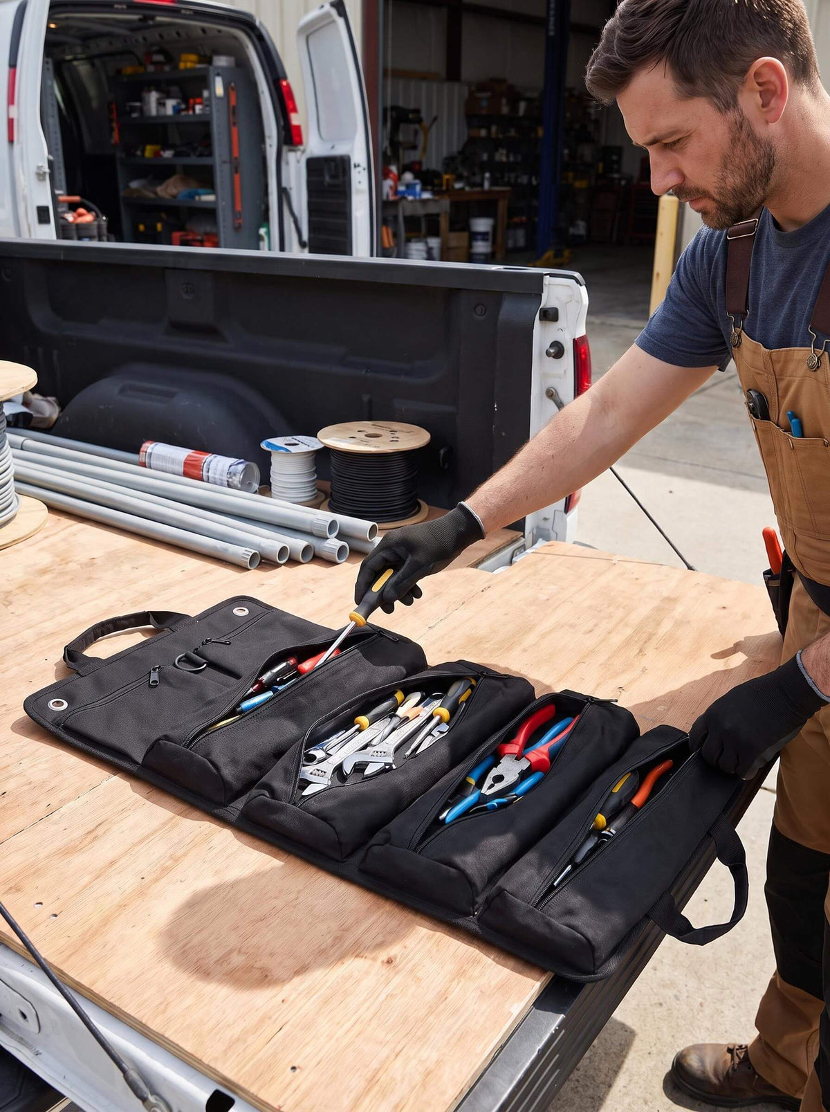6-Zone Roll-Up Mechanic Tool Organizer