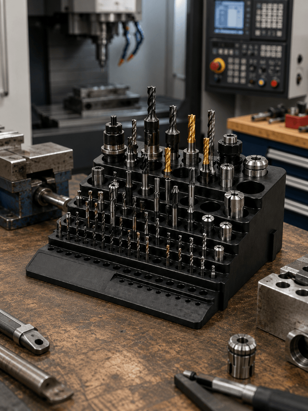 84-Hole Machining Tool Organizer Rack