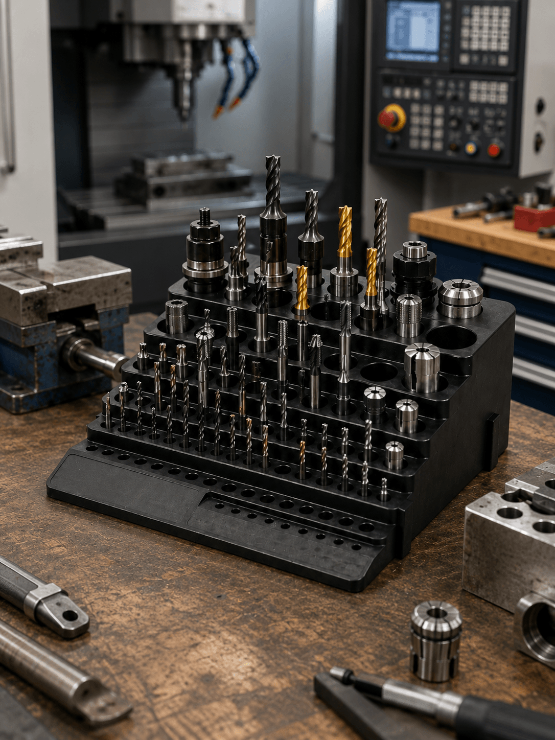 84-Hole Machining Tool Organizer Rack