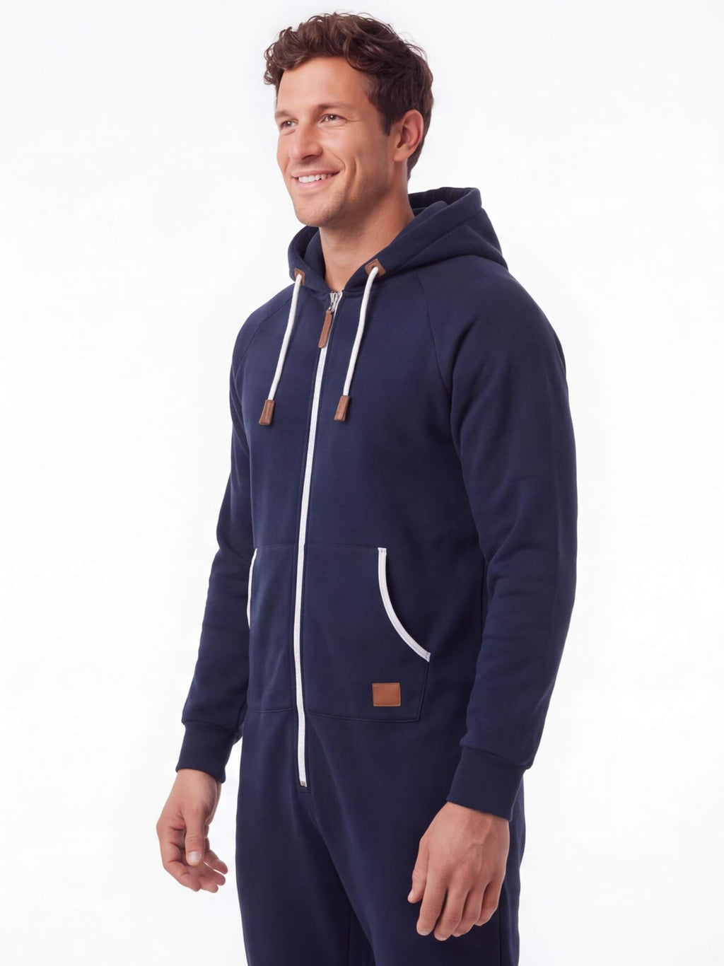 Men's Hooded Fleece One-Piece Work Jumpsuit