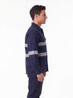 Reflective Long-Sleeve Work Shirt with Chest Pockets