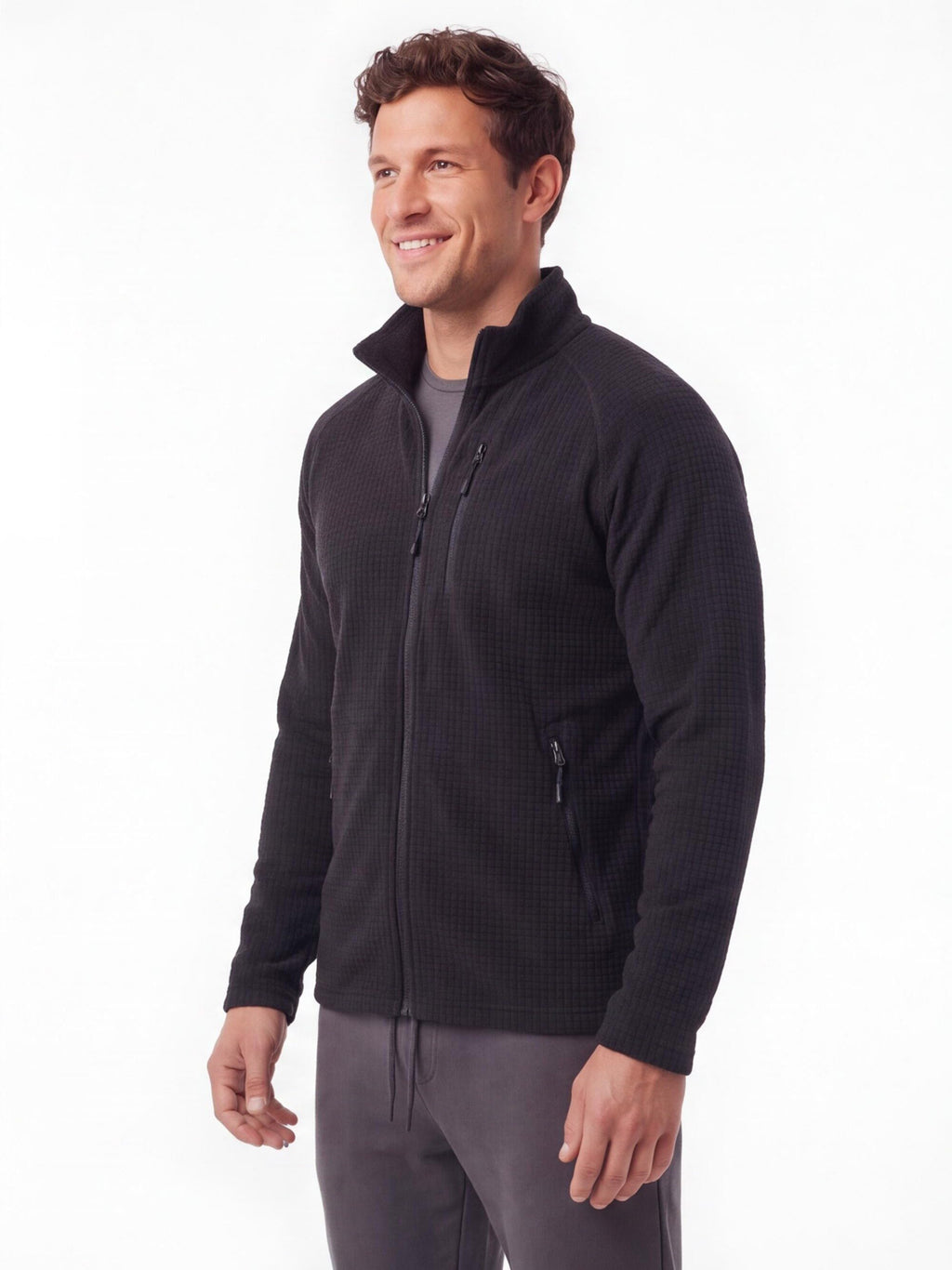 Lightweight Grid Fleece Work Jacket for Cold Weather