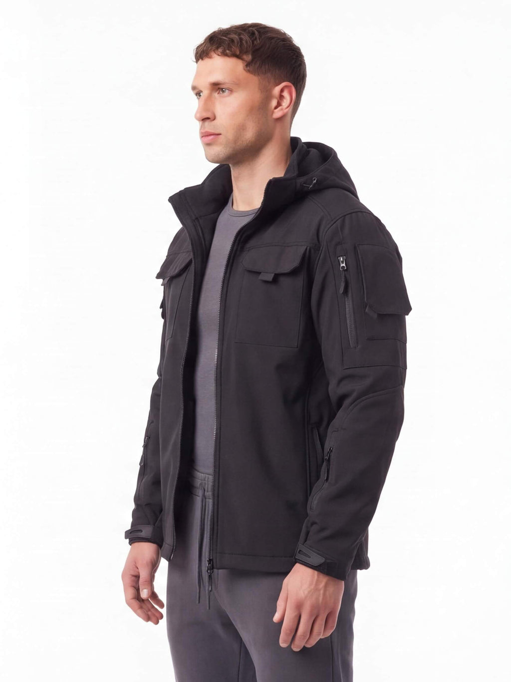 Fleece-Lined Windproof Multi-Pocket Work Jacket