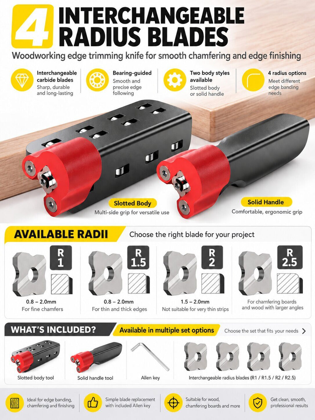 Manual Wood Edge Trimming and Chamfering Tool