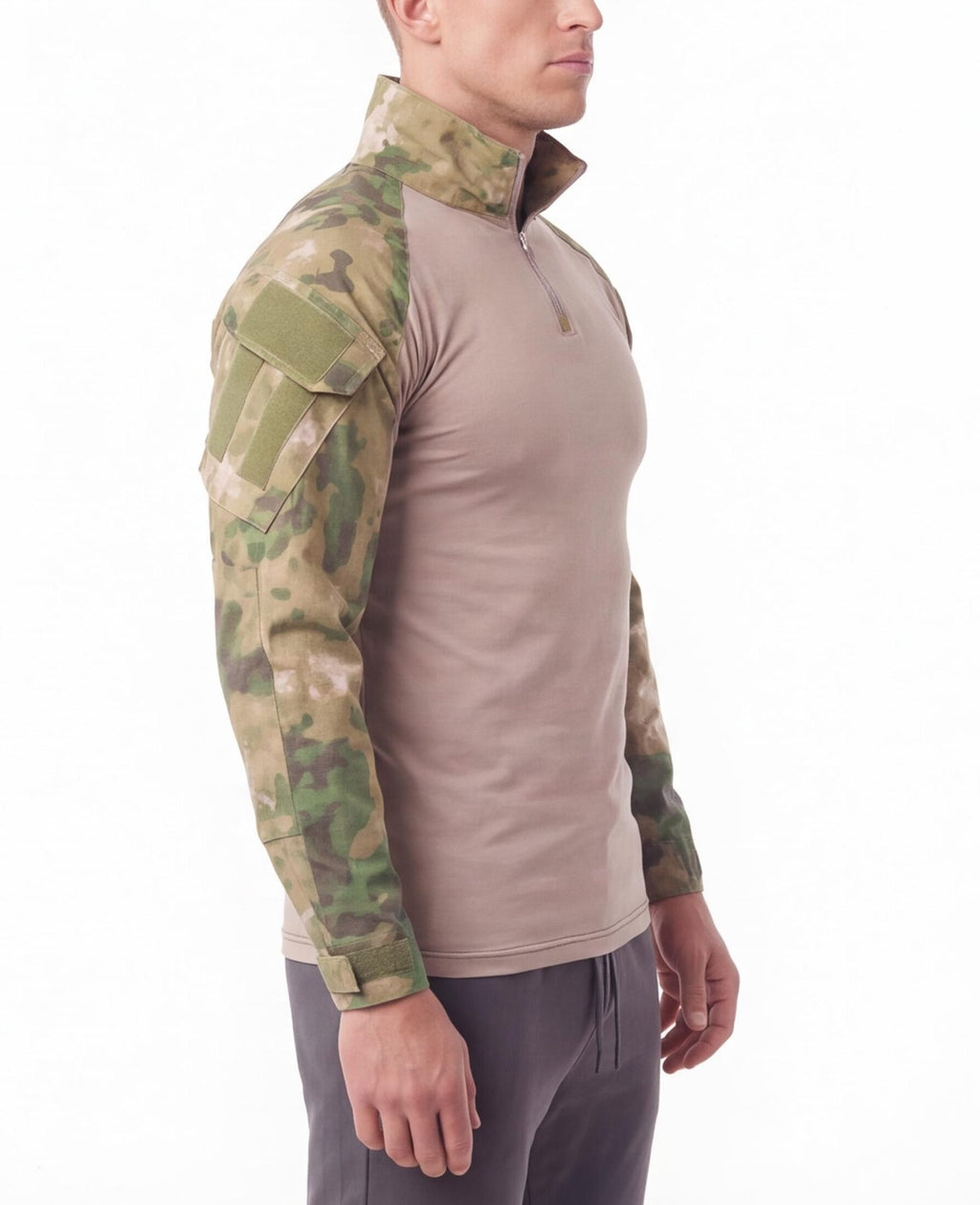 Quarter-Zip Ripstop Utility Work Shirt with Sleeve Pocket