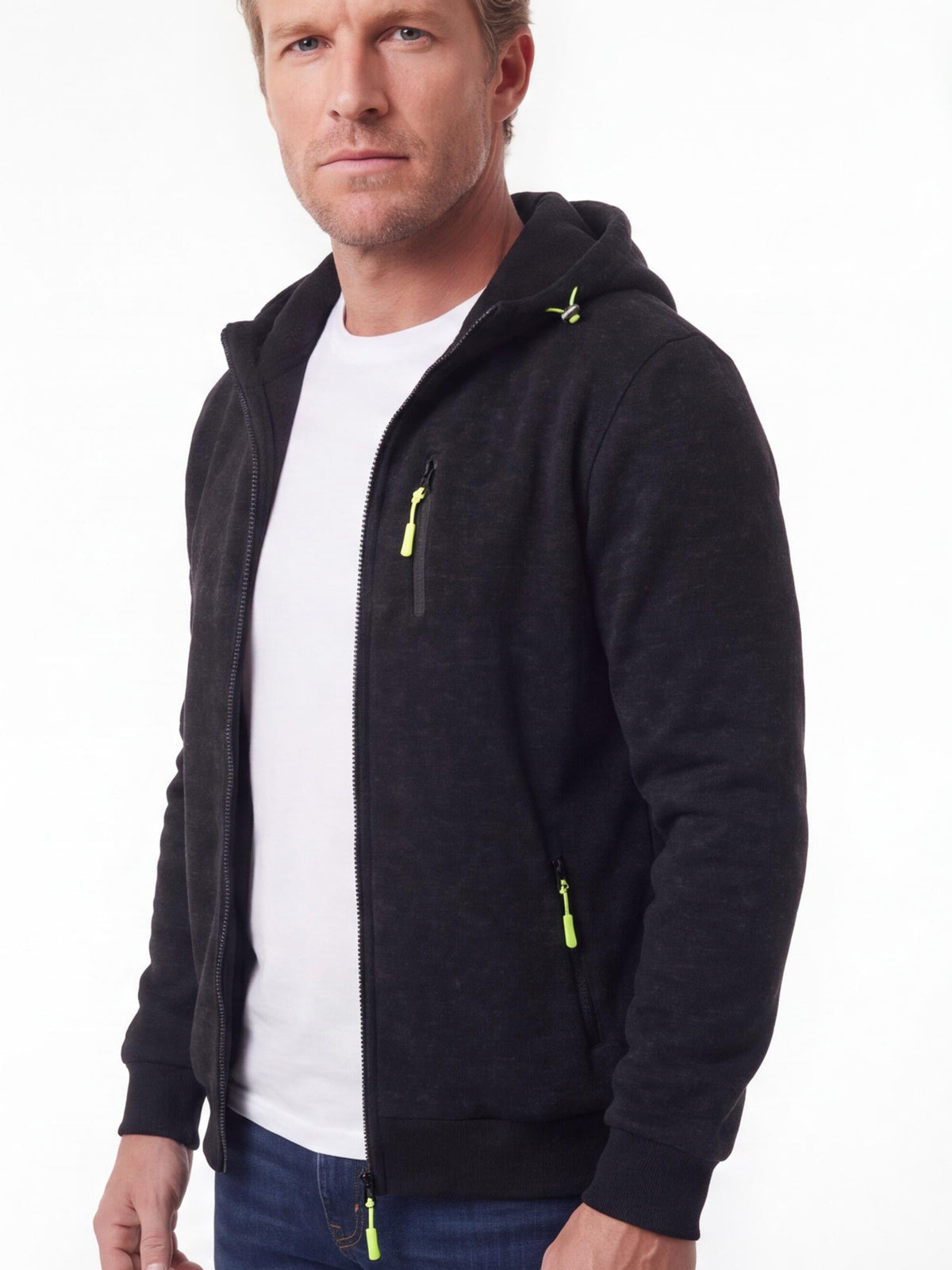 Full-Zip Hooded Work Sweatshirt with Zippered Pockets