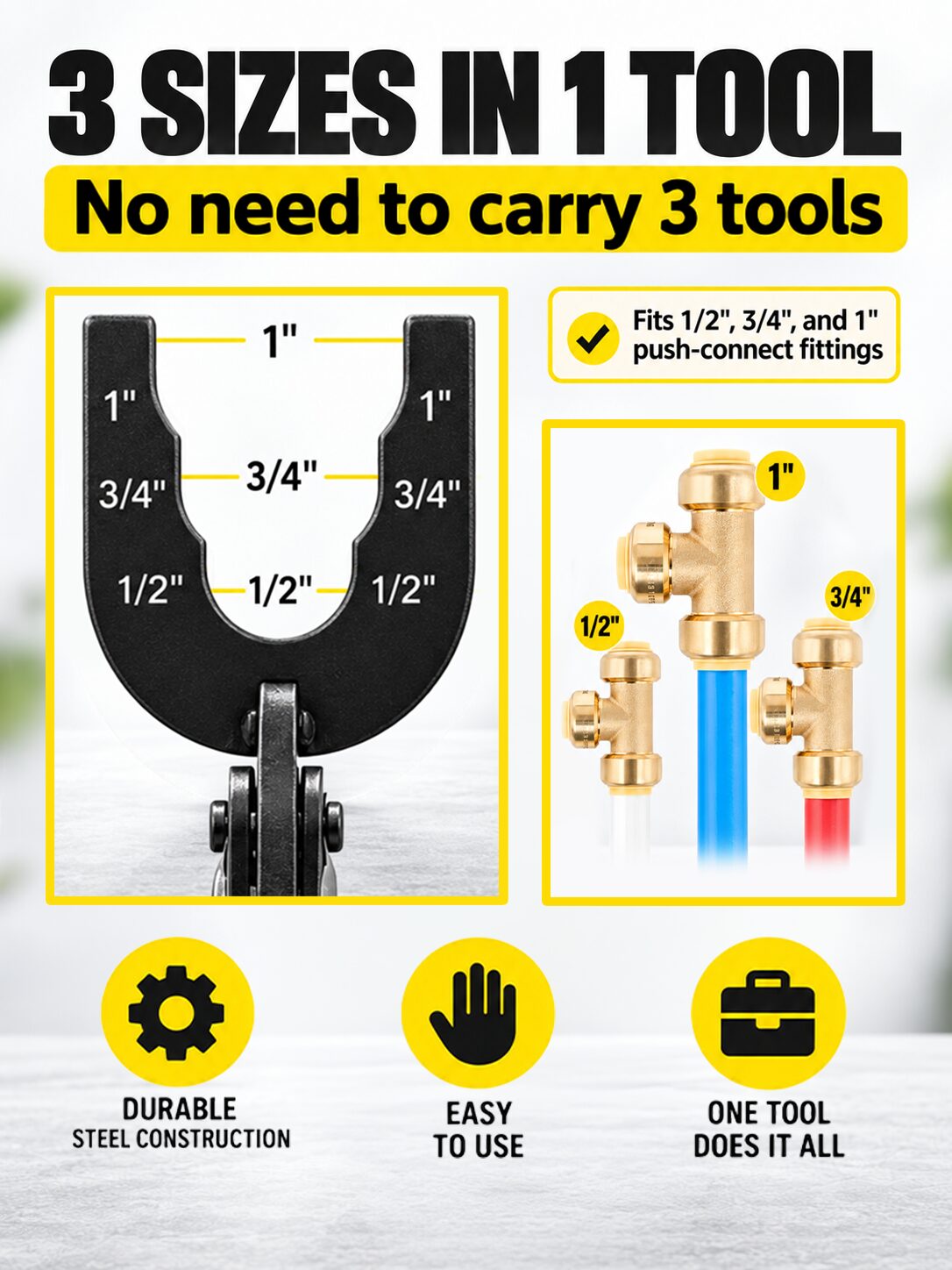 3-in-1 Push-Connect Fitting Disconnect Tongs