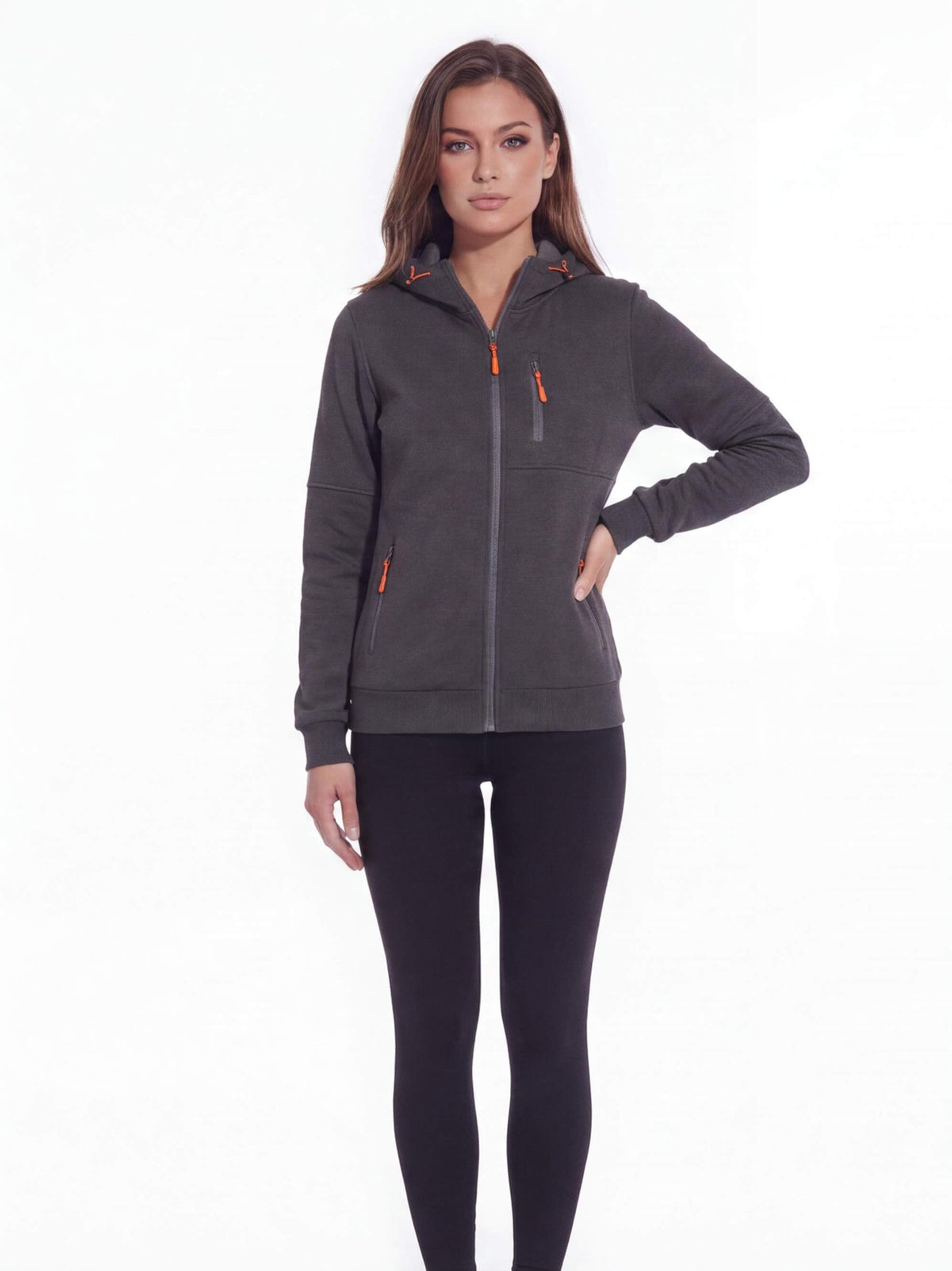 Slim-Fit Full-Zip Work Hoodie with Zip Pockets