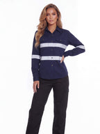Reflective Long-Sleeve Work Shirt with Chest Pockets
