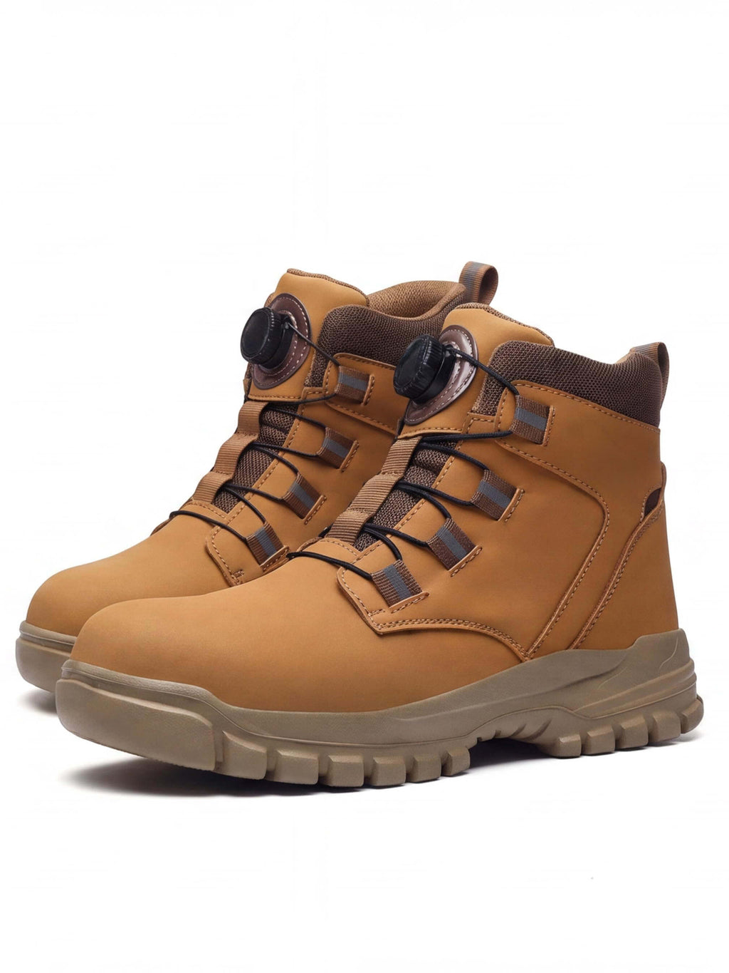 Rotating-Button Steel-Toe Anti-Puncture Work Shoes
