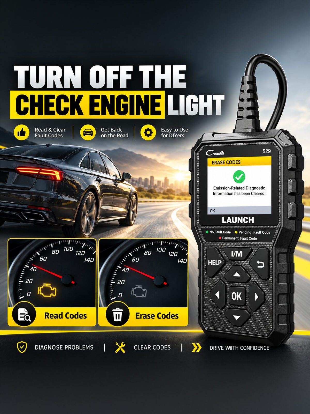 Handheld OBD2 Diagnostic Scanner with Live Data