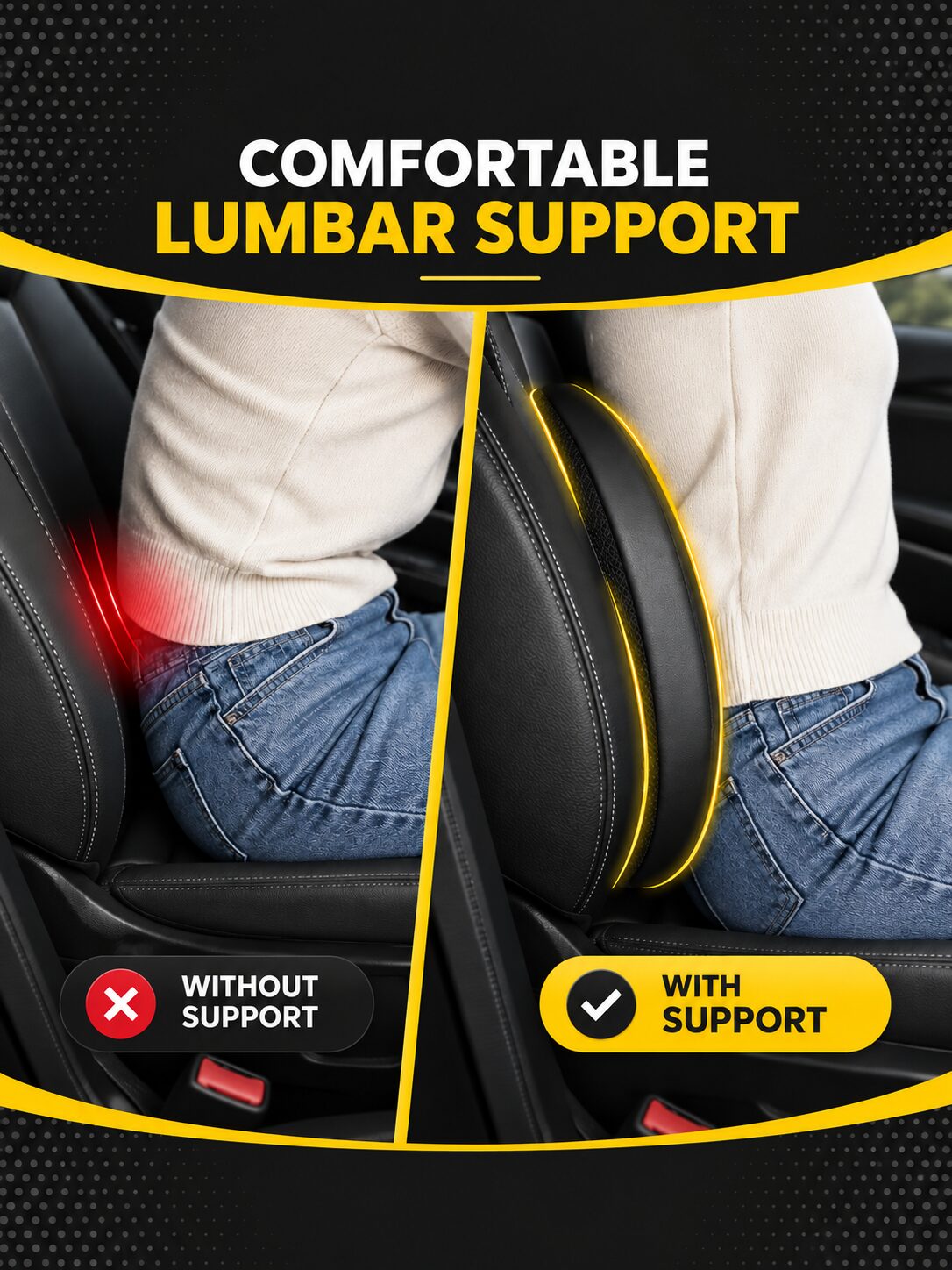 Memory Foam Lumbar Support Cushion for Long Drives
