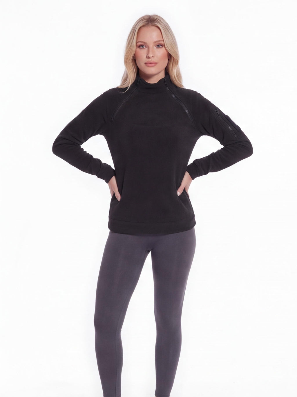Warm Windproof Fleece Quarter-Zip Work Pullover
