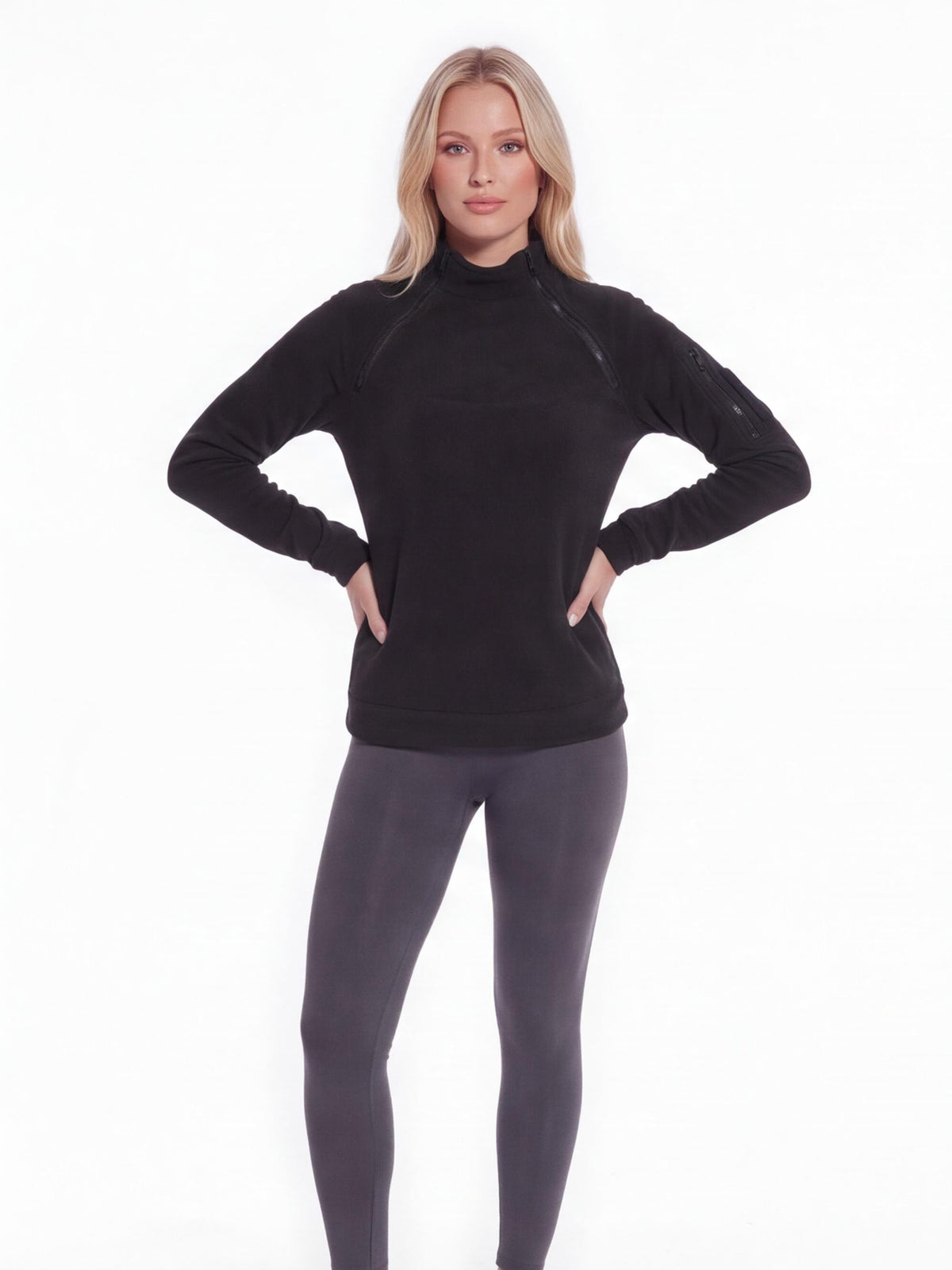 Warm Windproof Fleece Quarter-Zip Work Pullover
