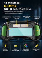 Compact Auto-Darkening Welding Goggles with Wide-View Lens