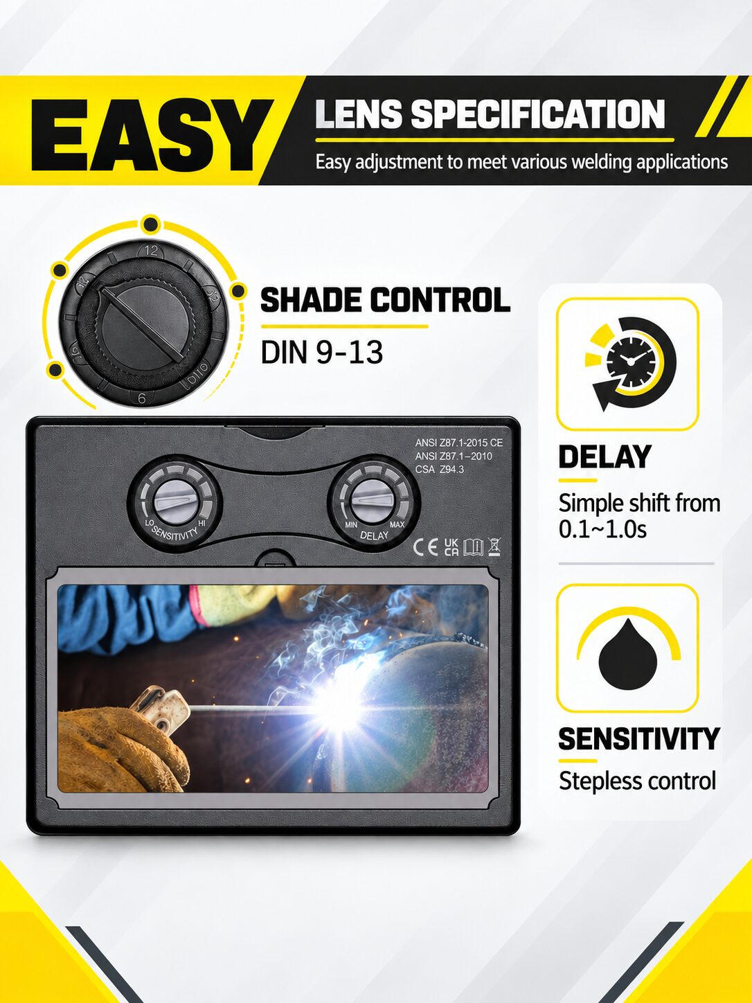 Auto-Darkening Welding Helmet for Weld, Grind & Cut