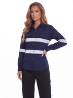 Reflective Long-Sleeve Work Shirt with Chest Pockets