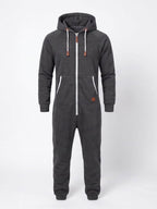 Men's Hooded Fleece One-Piece Work Jumpsuit