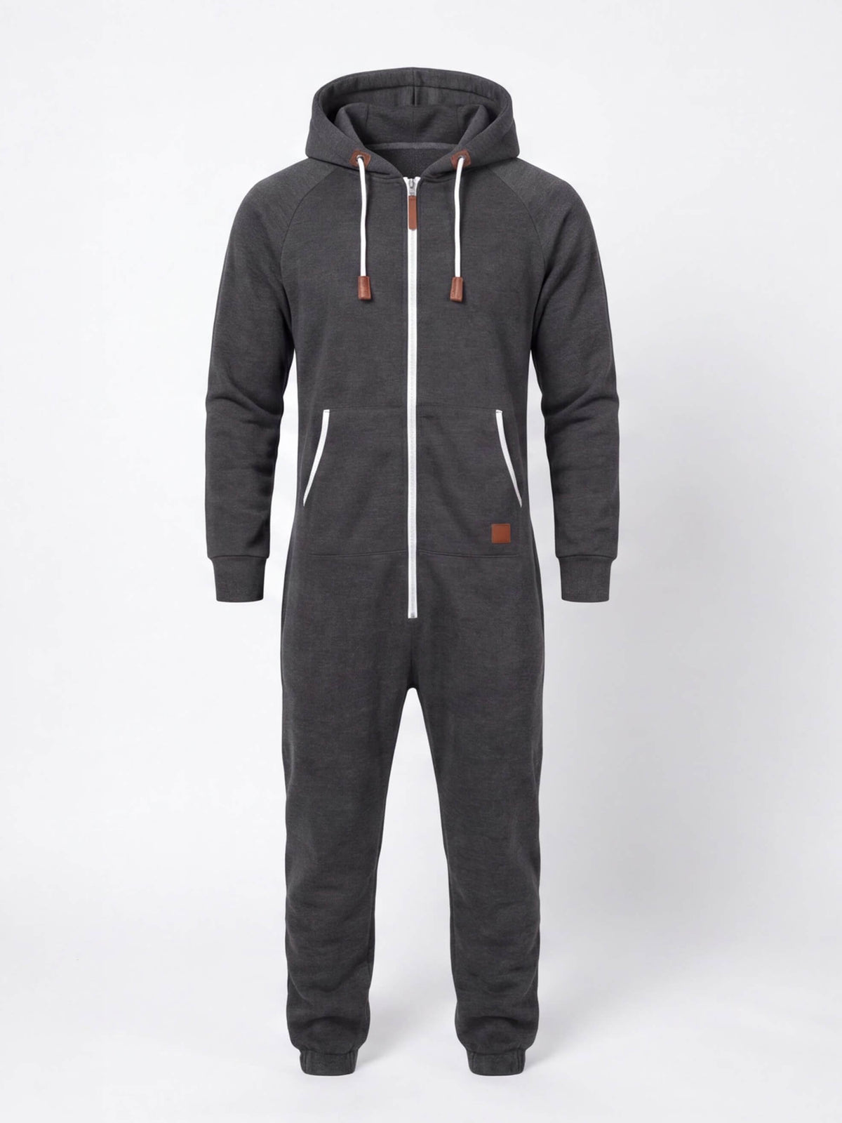 Men's Hooded Fleece One-Piece Work Jumpsuit