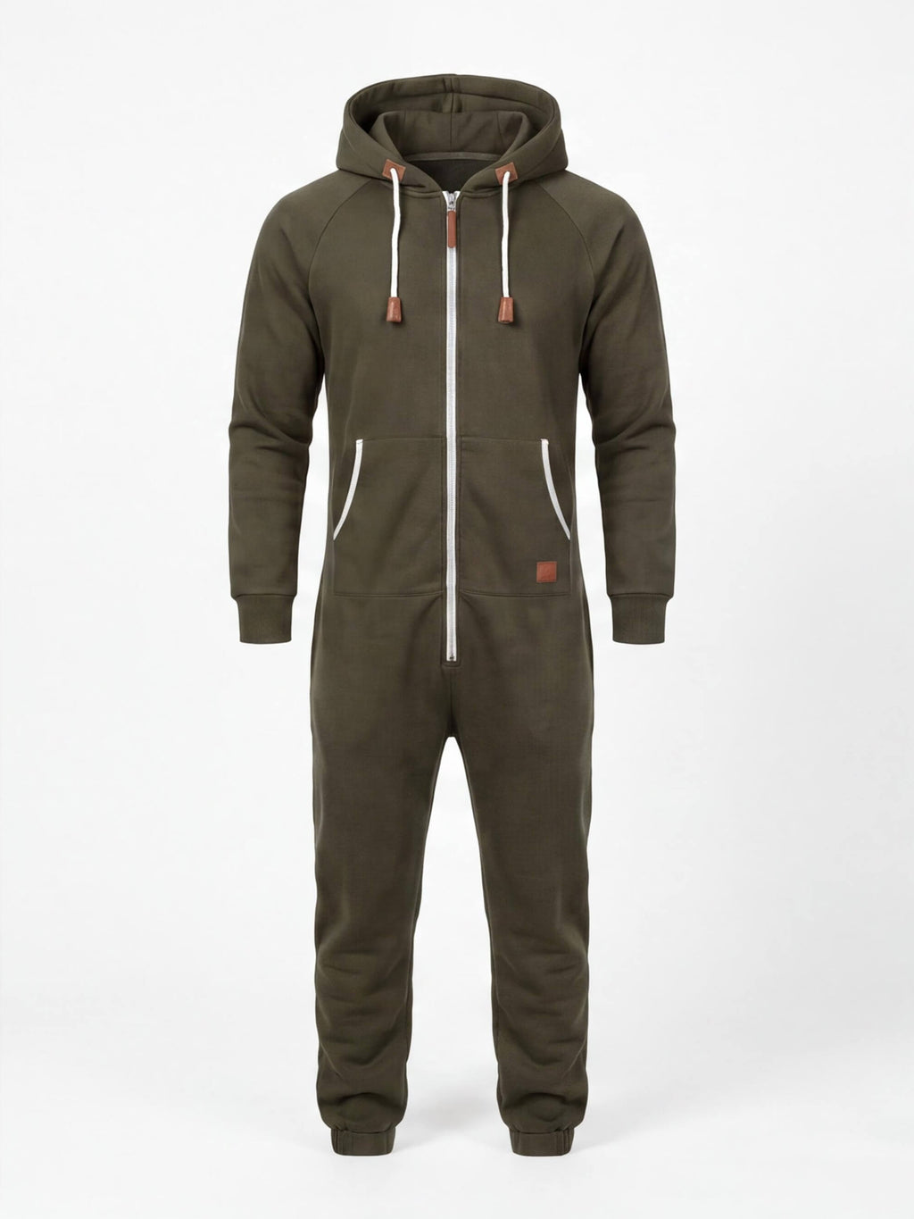 Men's Hooded Fleece One-Piece Work Jumpsuit