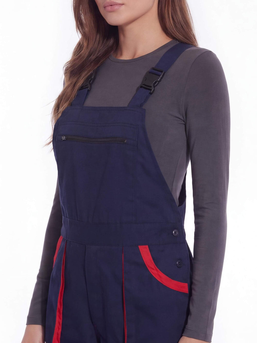 Multi-Pocket Work Bib Overalls with Zippered Chest Pocket