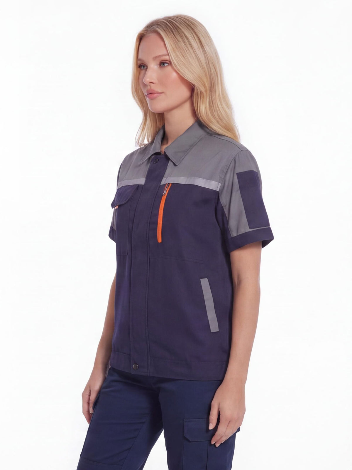 Short-Sleeve Multi-Pocket Mechanic Work Shirt