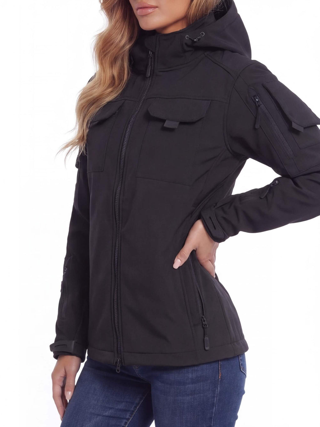 Fleece-Lined Windproof Multi-Pocket Work Jacket