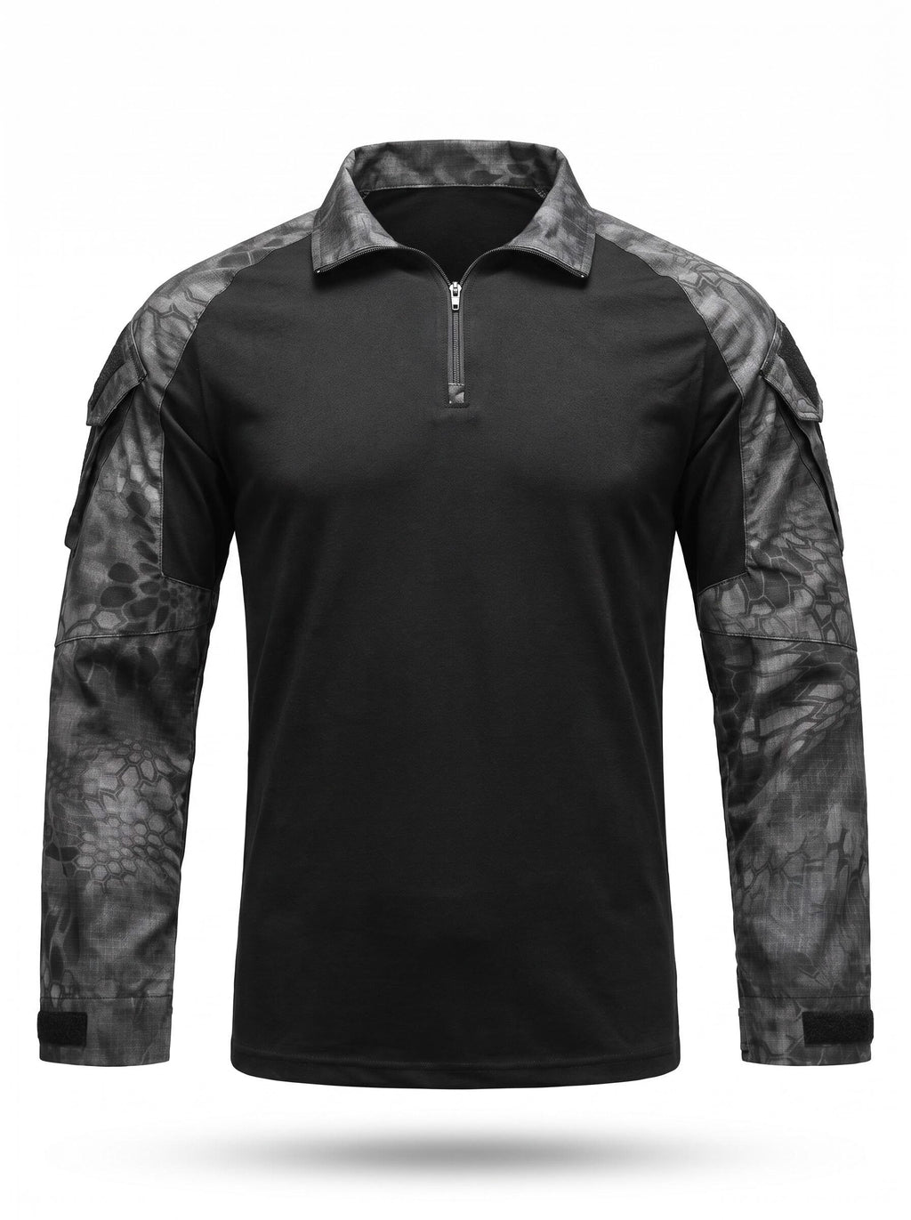 Quarter-Zip Ripstop Utility Work Shirt with Sleeve Pocket