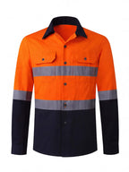 Reflective Long-Sleeve Work Shirt with Chest Pockets
