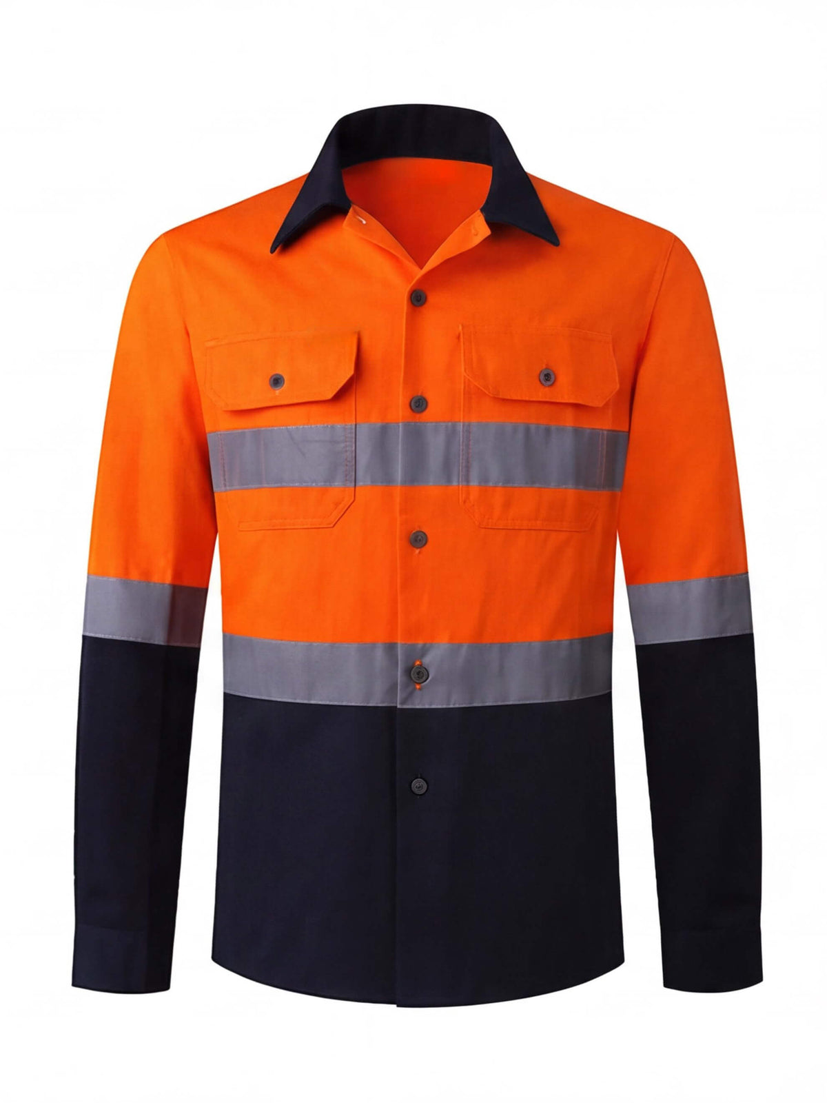 Reflective Long-Sleeve Work Shirt with Chest Pockets