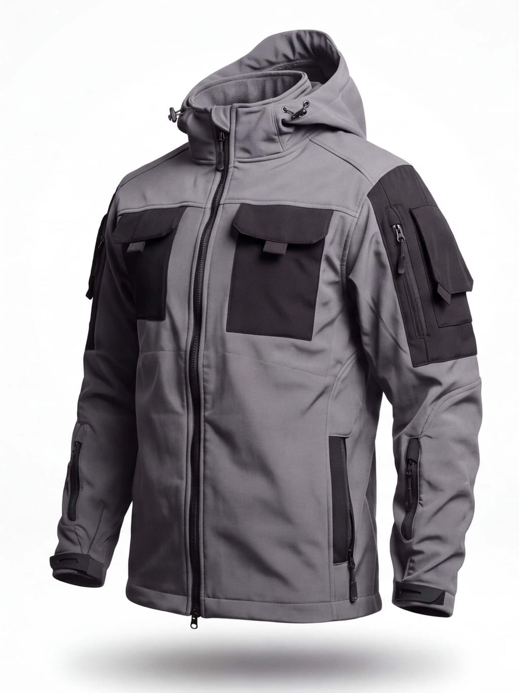 Fleece-Lined Windproof Multi-Pocket Work Jacket