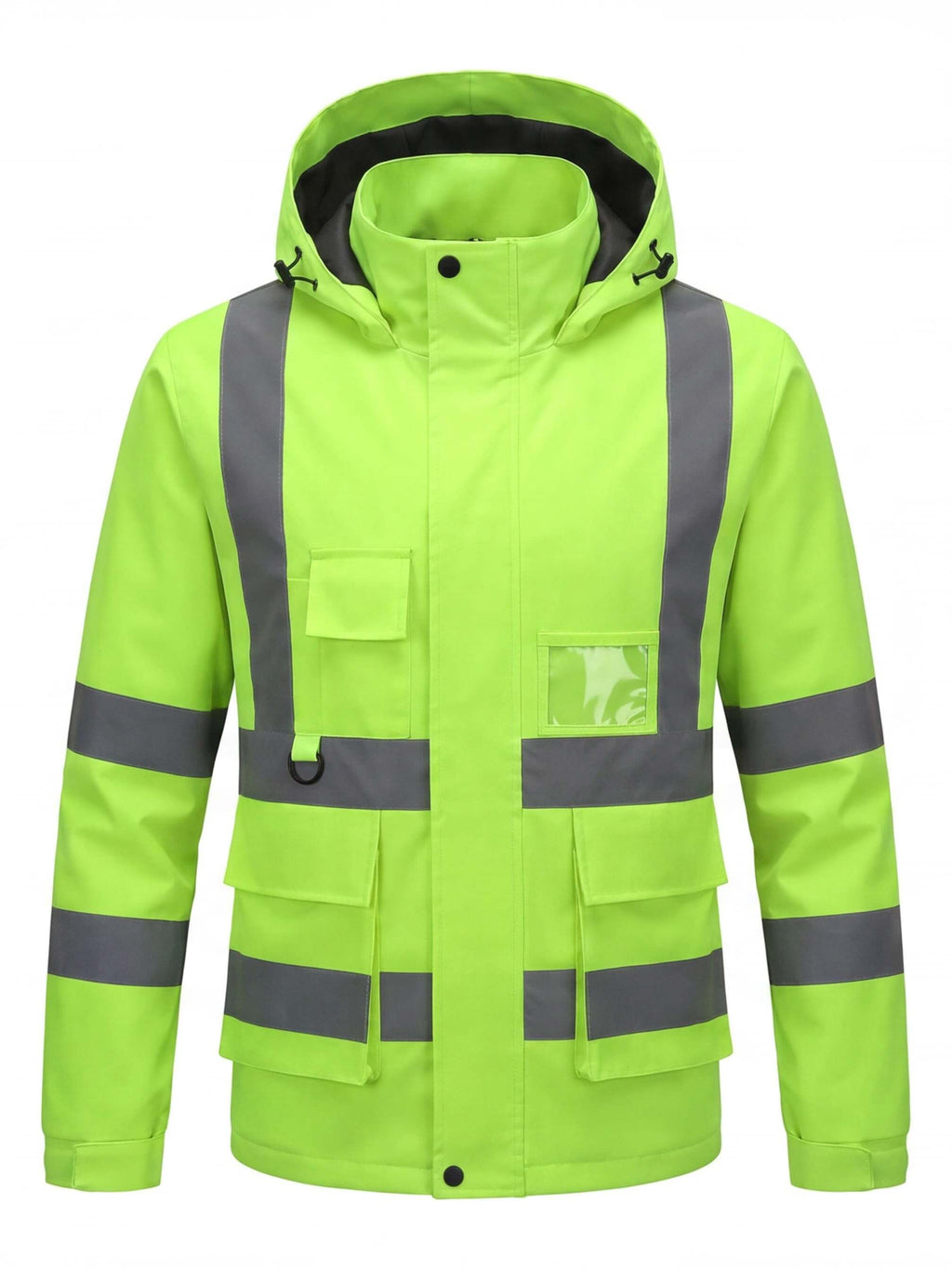 Waterproof Reflective Work Jacket with Detachable Hood