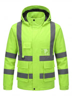 Waterproof Reflective Work Jacket with Detachable Hood