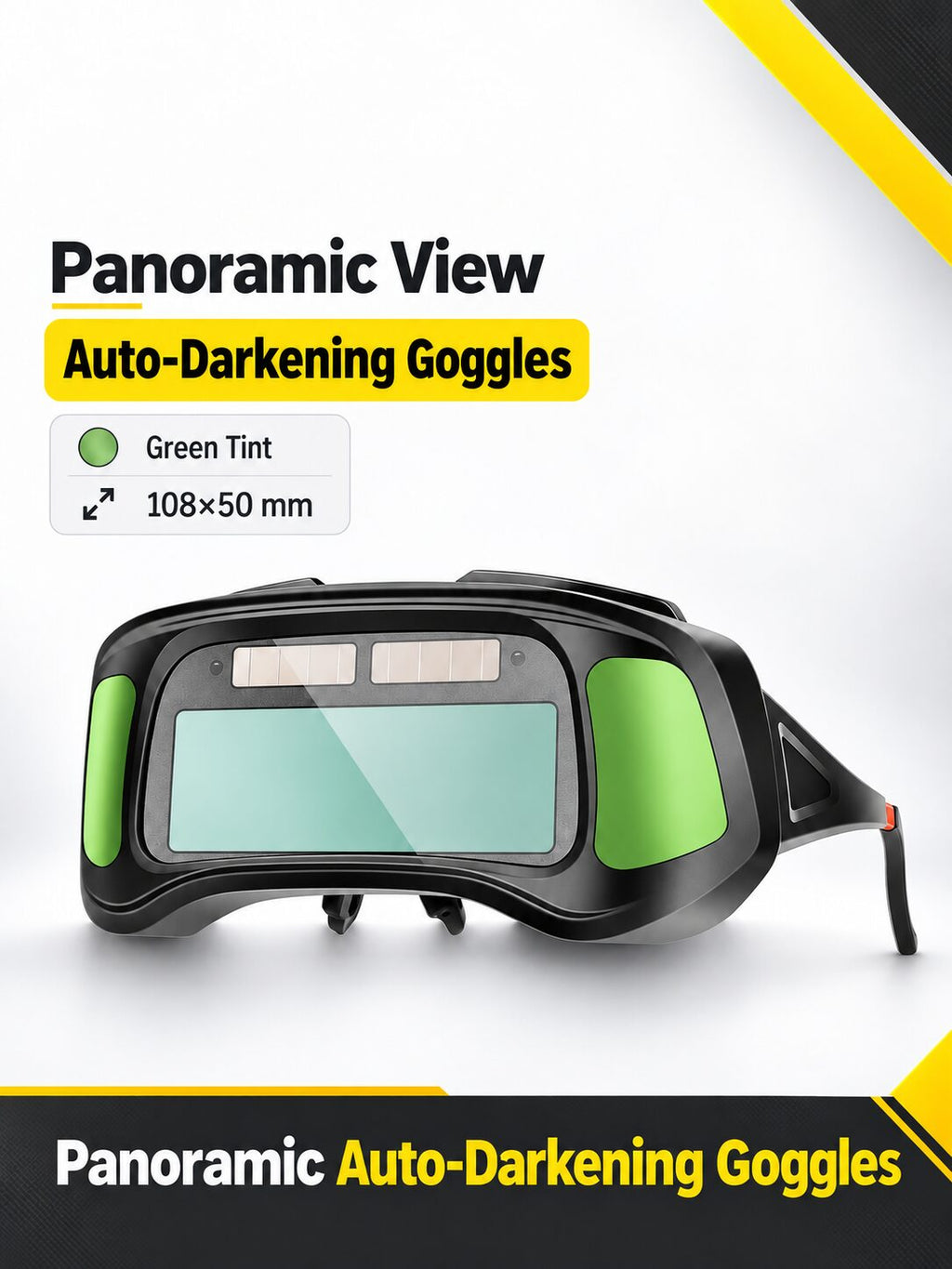 Compact Auto-Darkening Welding Goggles with Wide-View Lens